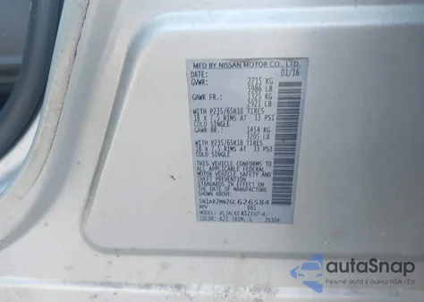 2016 Nissan Pathfinder S from USA, damaged, VIN 5N1AR2MN2GC626584